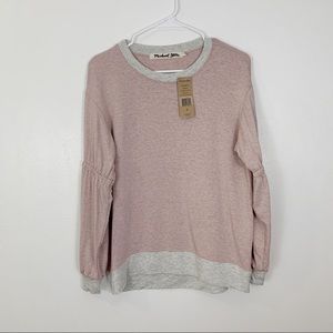 Michael Stars colorblock gathered sleeve sweater